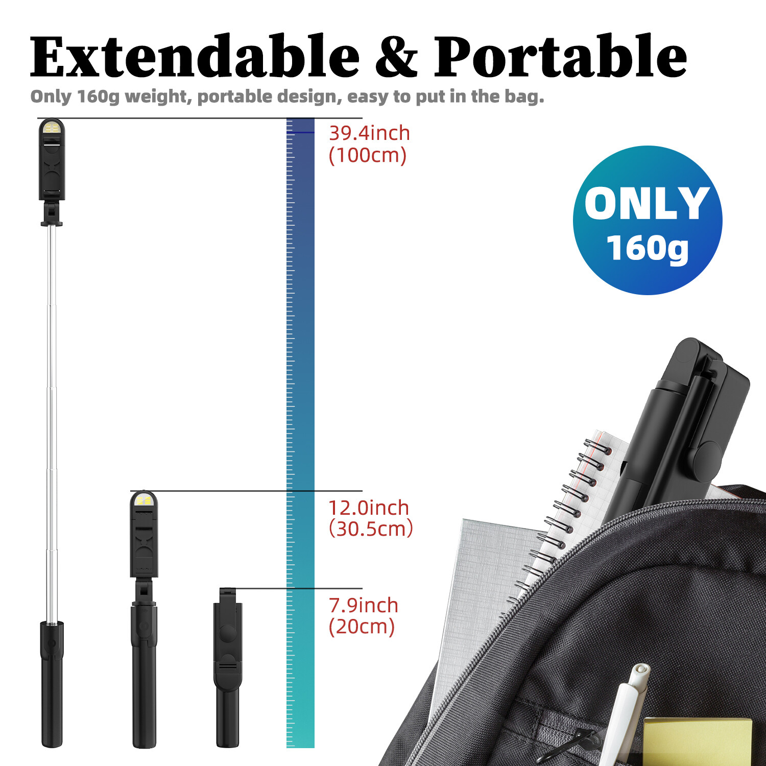 Selfie Stick Tripod Bluetooth Wireless Remote Stand For iPhone 15 Pro Max 14 13