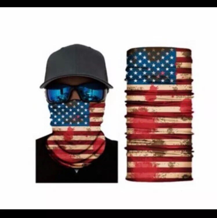 FACE MASK AMERICAN FLAG BLOOD Cover Neck Gaiter Headband Bandana Covering Du Rag