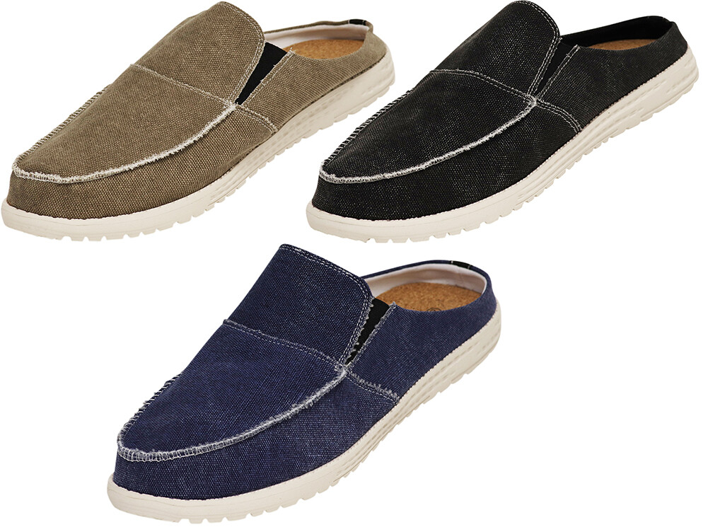 Norty Mens Canvas Slip On Clog Slipper Shoe for Indoor Outdoor with Durable Sole