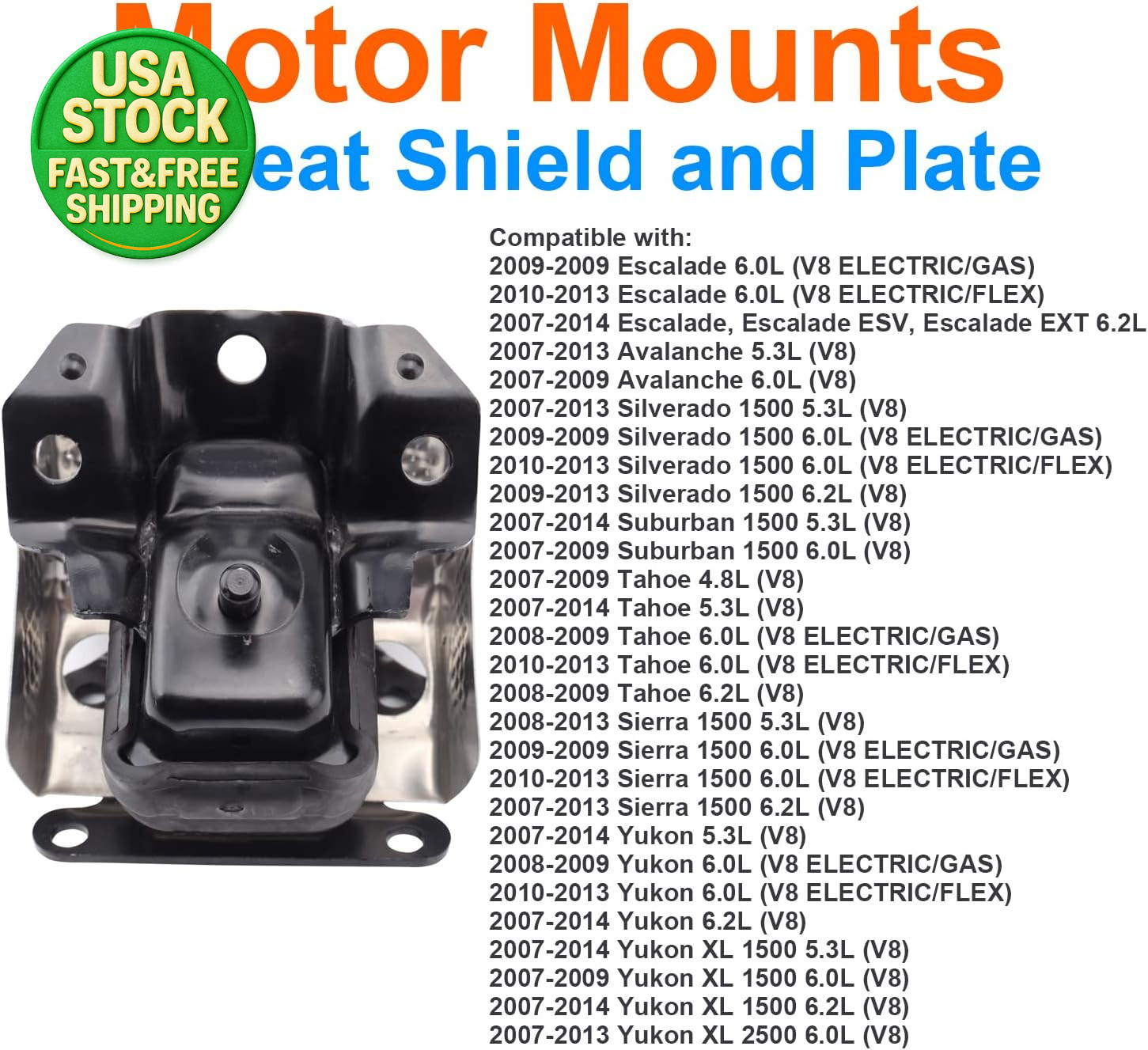 2Pc Engine Motor Mounts for Chevy GMC Cadillac 2007-2014 Replace A5365HY
