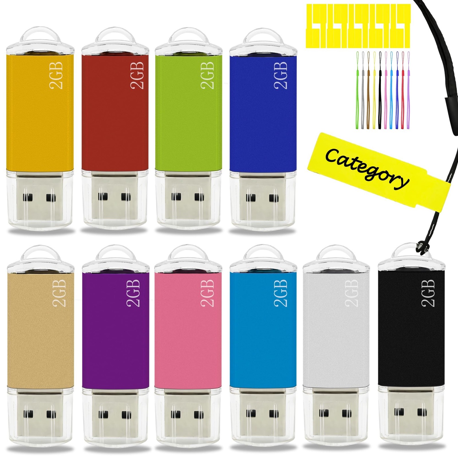 2GB USB Flash Drive 10 Pack Nicepicten USB 2.0 Thumb Drives Metal Jump Zip Dr...