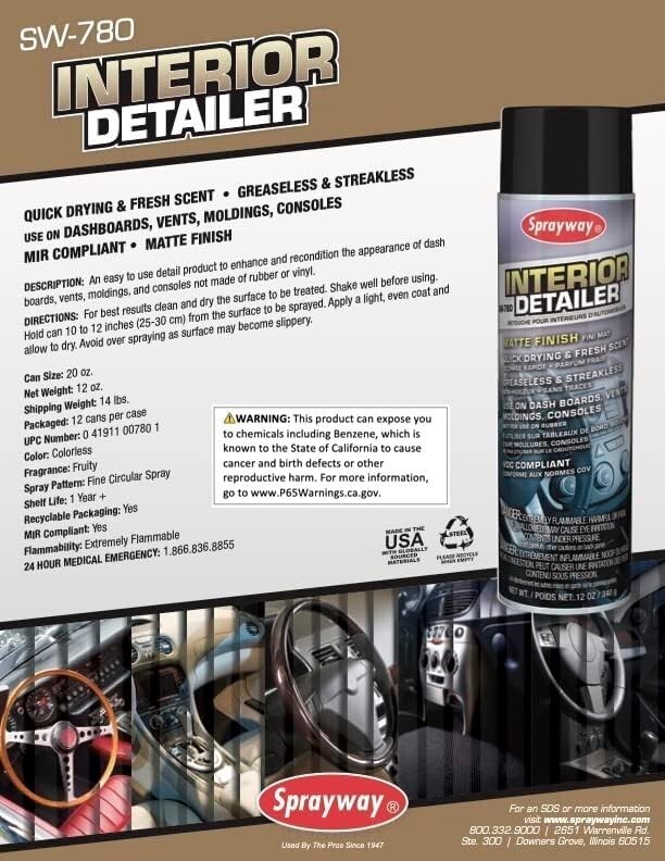 Sprayway Sw780 Interior Detailer,Net 12 Oz.