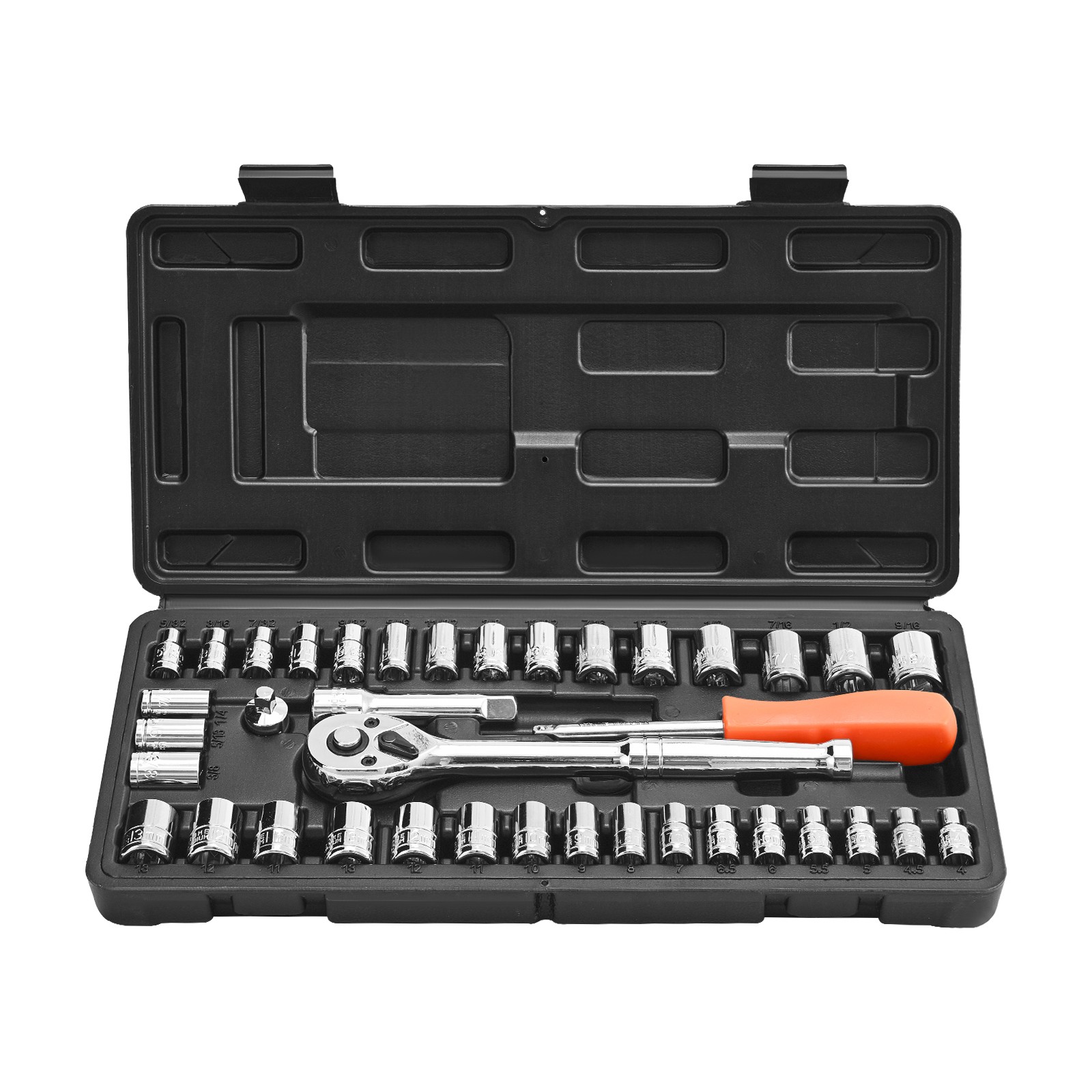 VEVOR Socket Set Socket and Ratchet Set 39 Pieces 3/8 & 1/4 in Drive Auto Repair