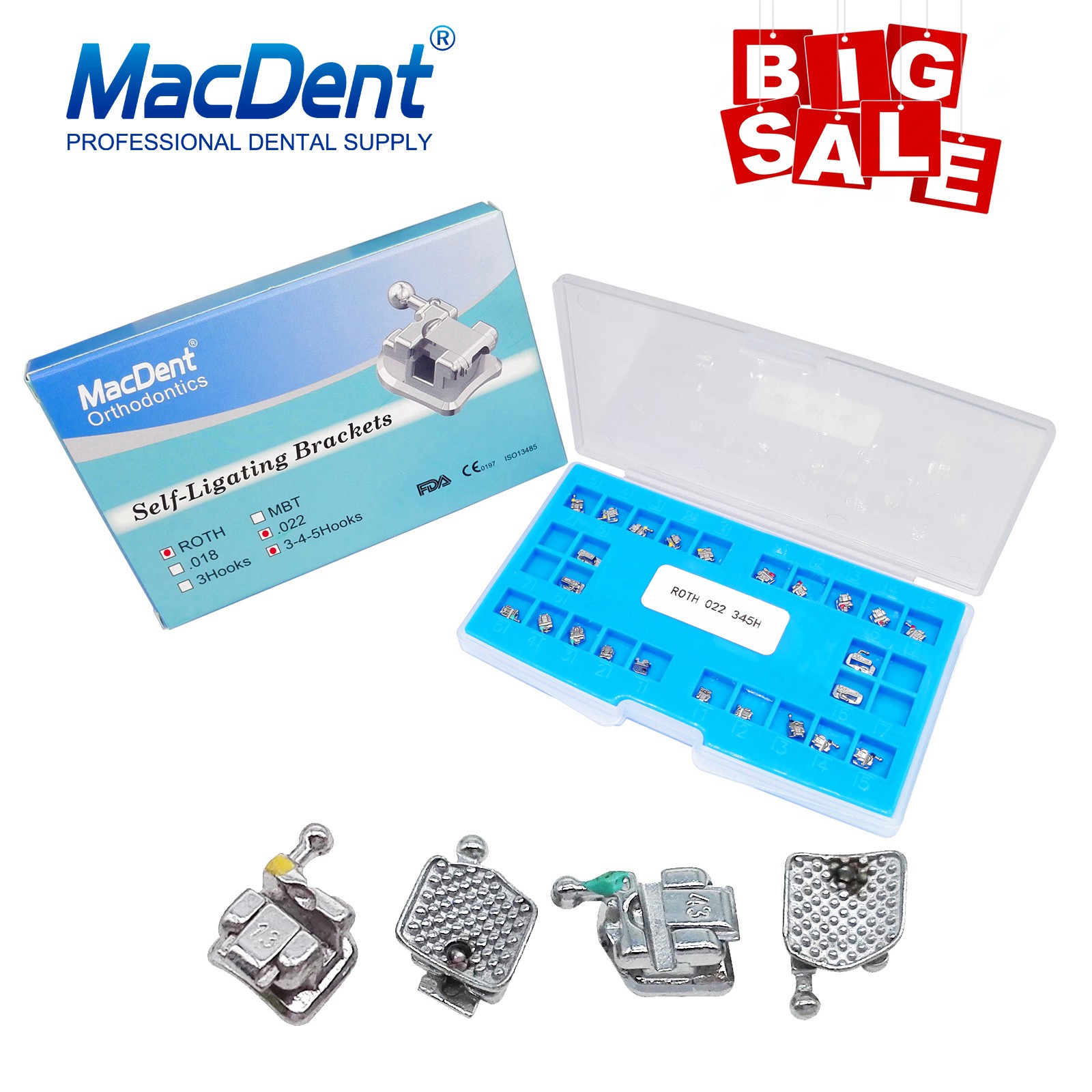 Dental Orthodontic Self-Ligating Brackets Braces Roth 022 Hooks 345&Buccal Tubes
