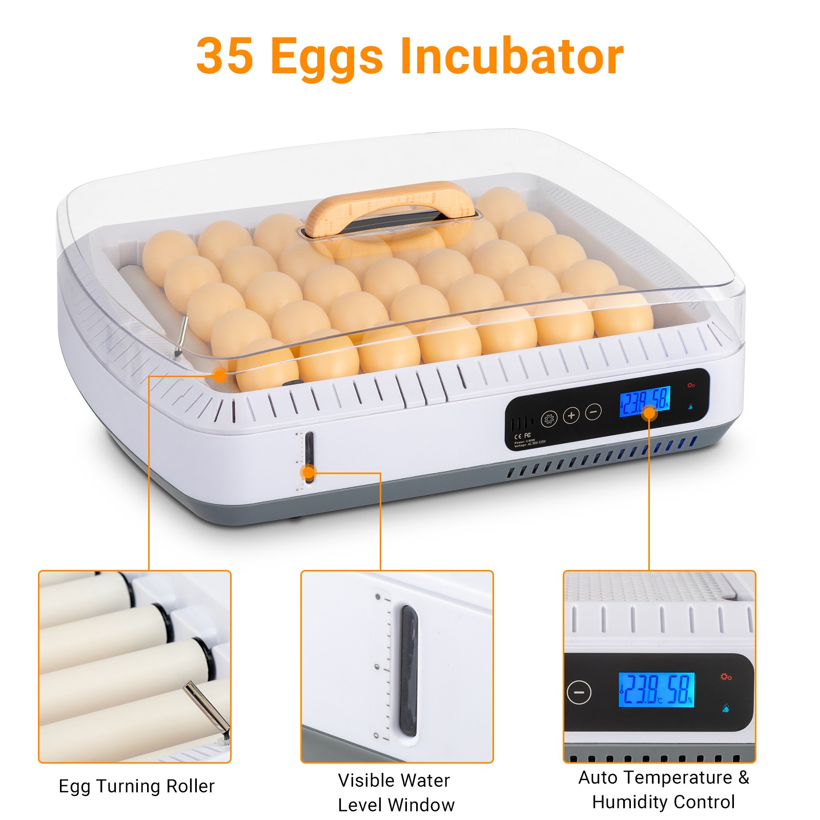 35 Egg Incubator with Automatic Egg Turning Egg Hatching Temp & Humidity Control