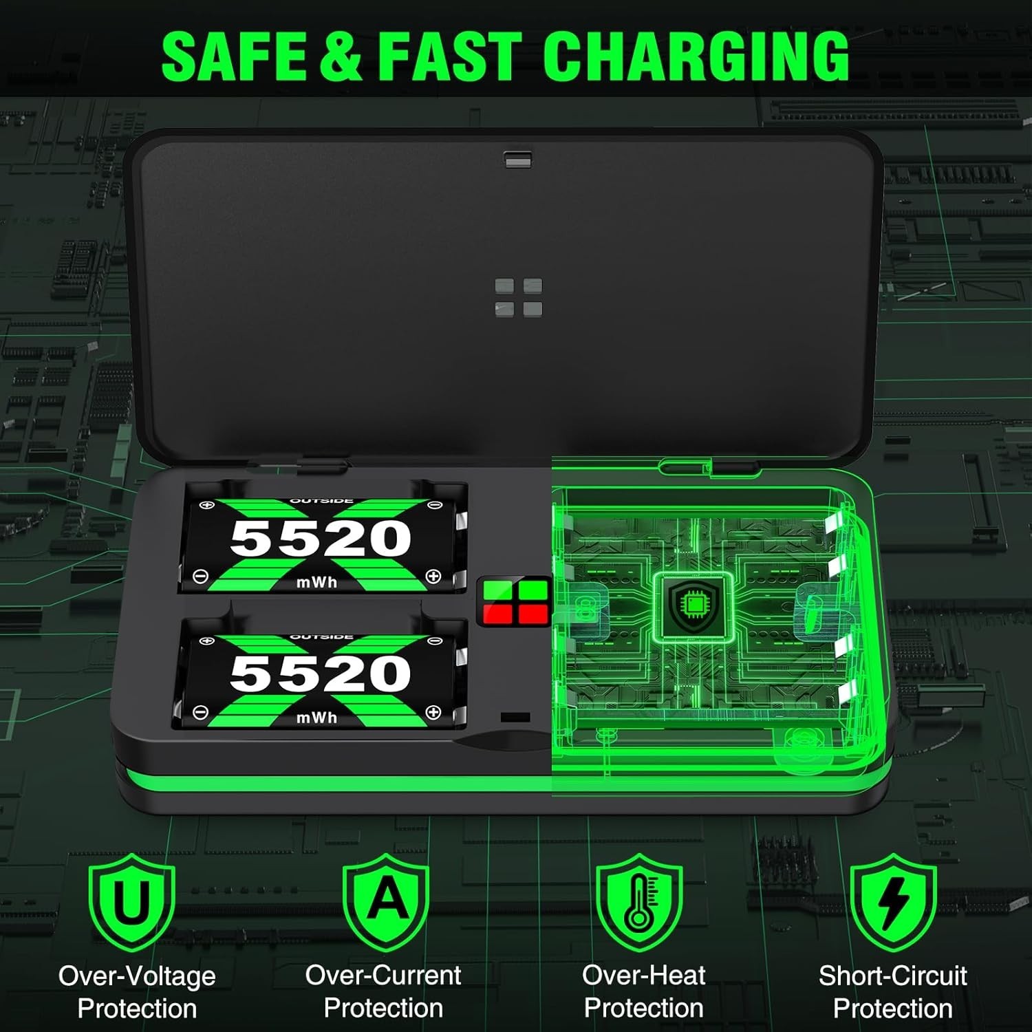 4x5520mWh Controller Battery Pack for X-Series X/S, Rechargeable Battery for ...