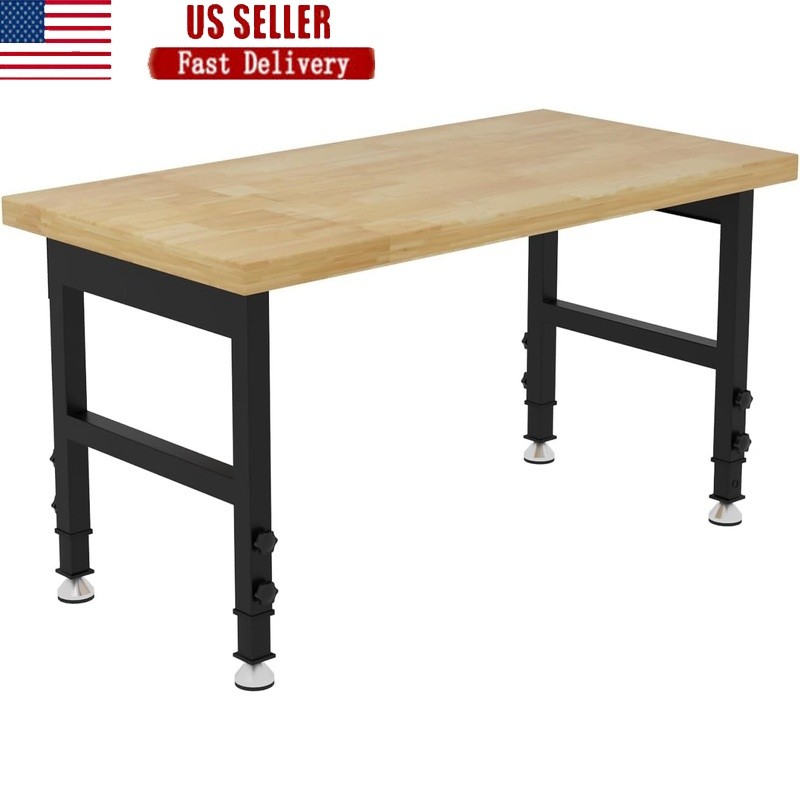 Adjustable Workbench Heavy Duty Steel Table 2000lbs Capacity Non-Slip Pads New