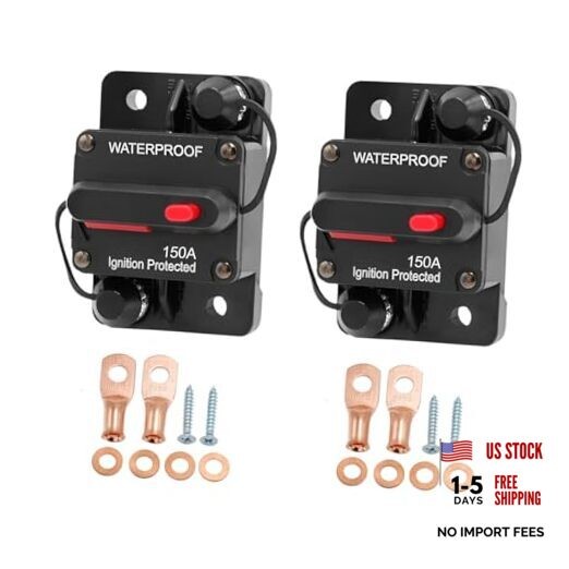 Car Circuit Breaker, 2PCS DC 12V-48V Waterproof Vehicle Stereo Audio 150A