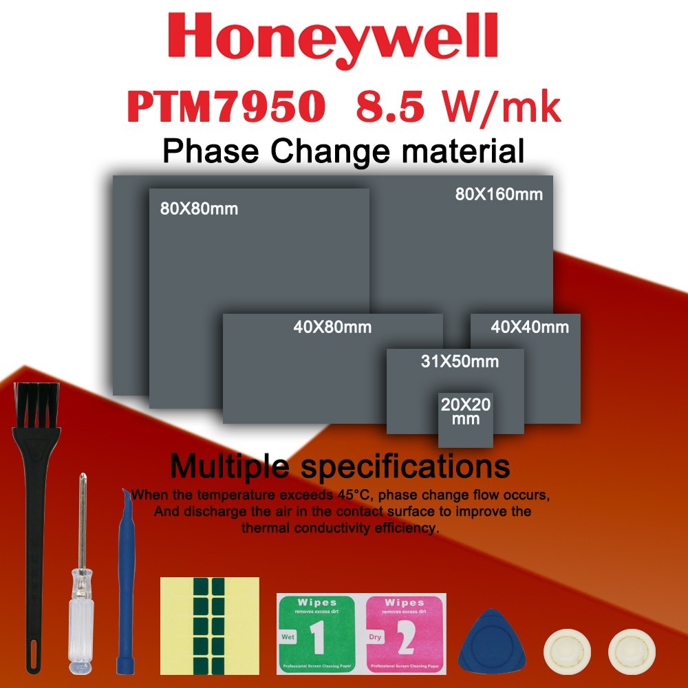 Honeywell PTM7950 Phase Change Thermal Pad 8.5W/mK CPU GPU 0.2mm Color: 40X80