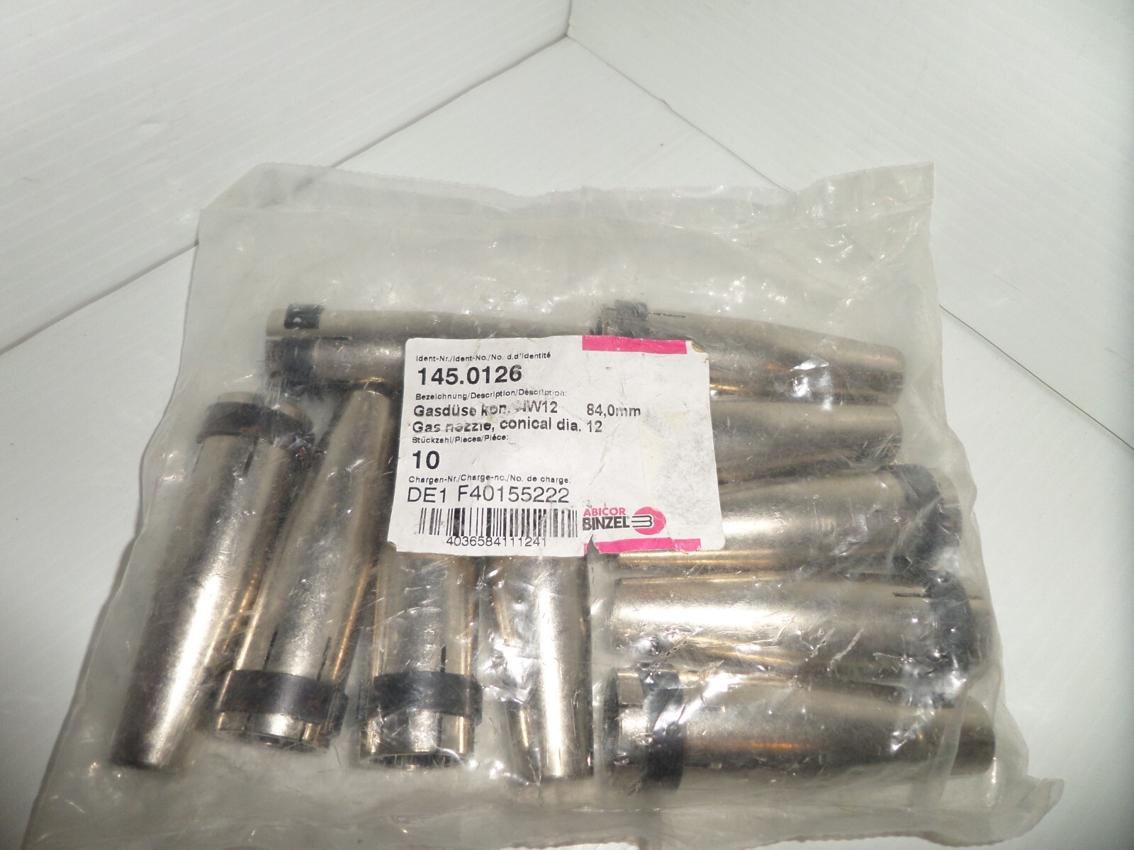 ⭐NEW BAG OF 10⭐ BINZEL 145.0126 Mig Welding Torch Tapered Nozzle ABICOR