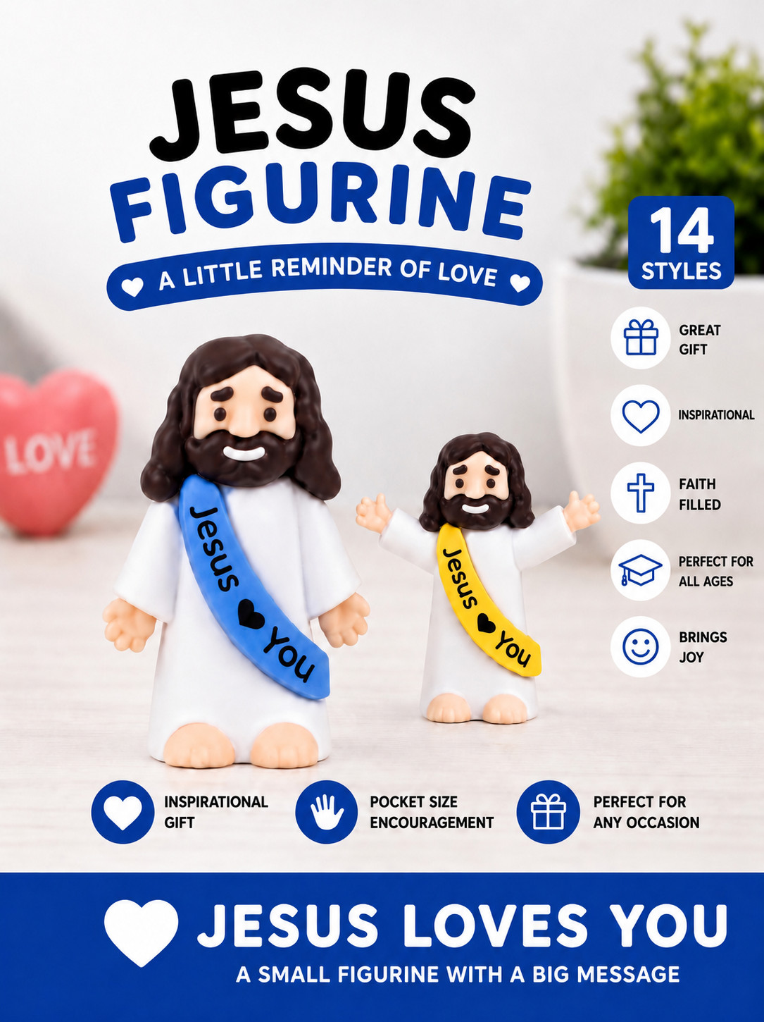 5 Pcs Mini Jesus Figurine Christian Gift Encouragement Catholic Doll