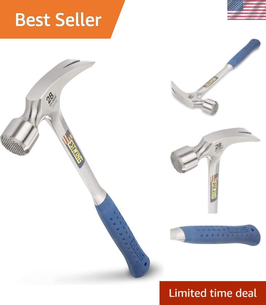 Framing Hammer - 28 oz  Made Long Handle Straight Rip Claw Hammer with Milled...