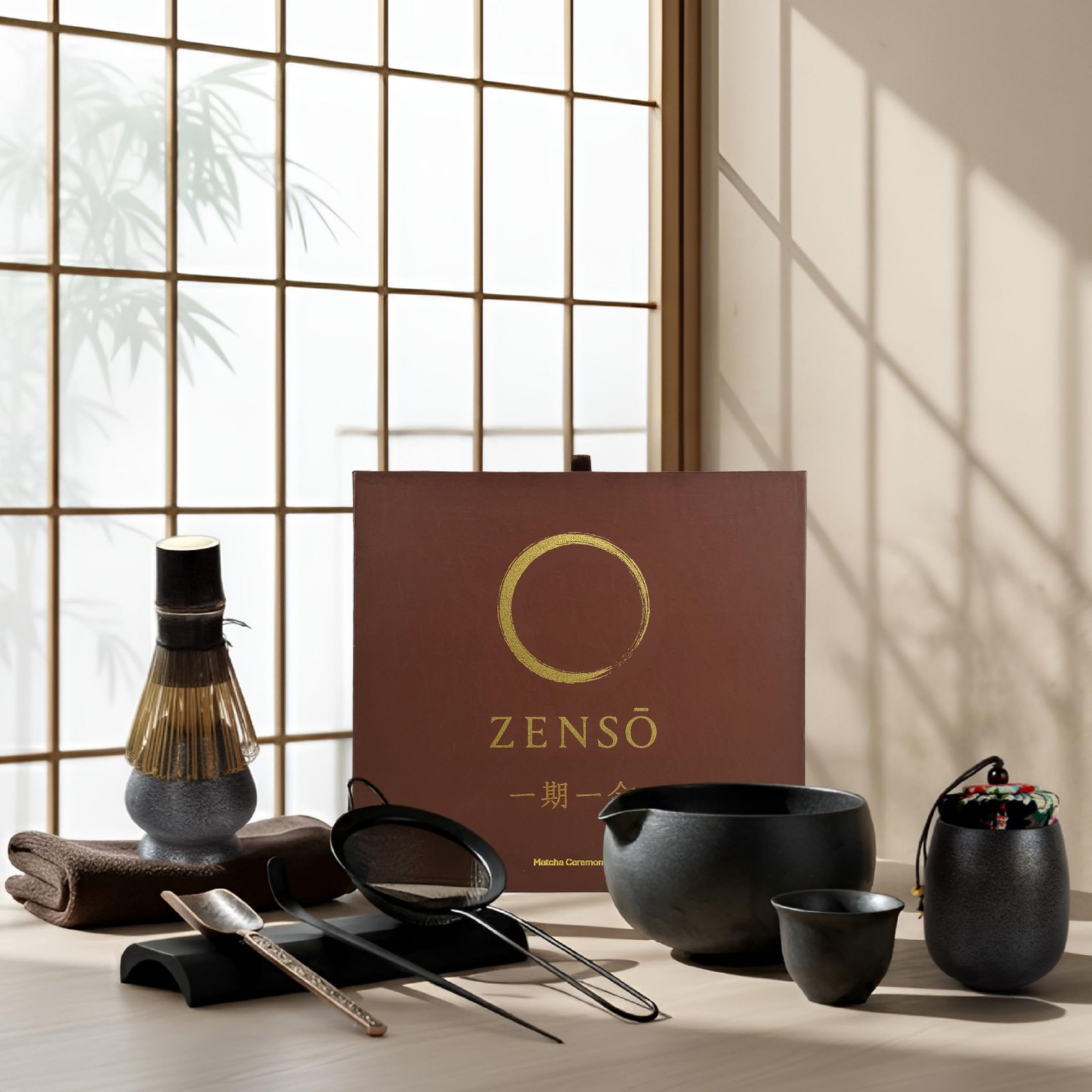 ZENSO Premium Matcha Whisk Set - 10 Piece Japanese Matcha Tea Ceremony Kit | Mat