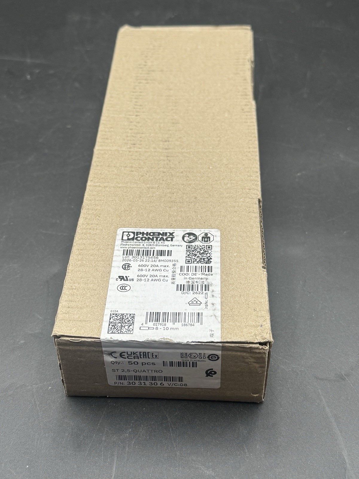 NEW 50pcs PHOENIX CONTACT 3031306 ST2.5-QUATTRO terminal block
