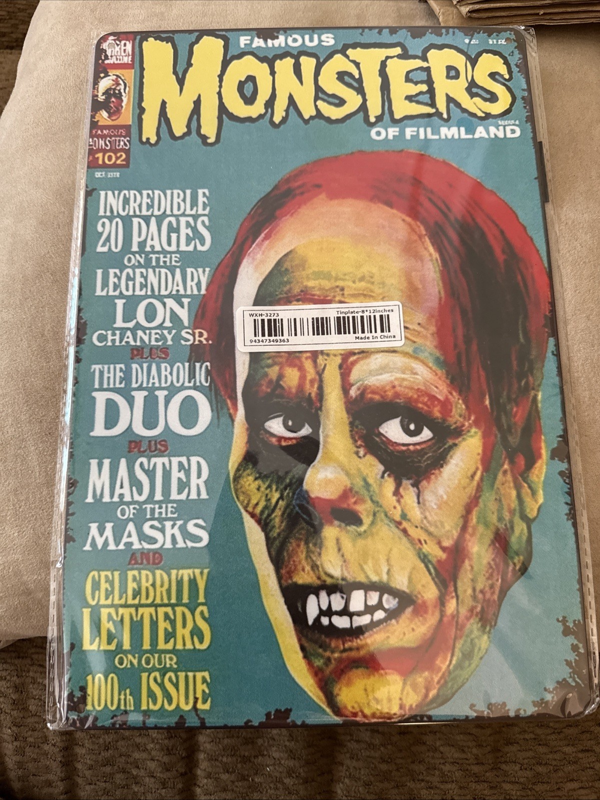 Famous Monsters Of Filmland Magazine Hanging Metal Tin 11.9”x7.9”