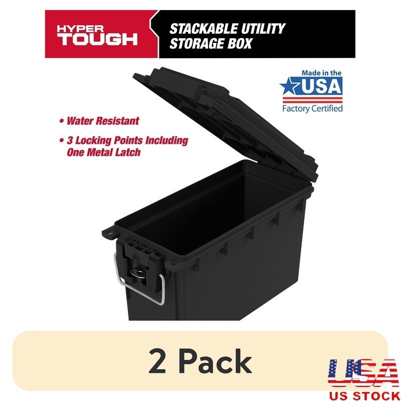 Locking Stacking Utility Box 2 Pack Storage Tool Box Waterproof Durable New