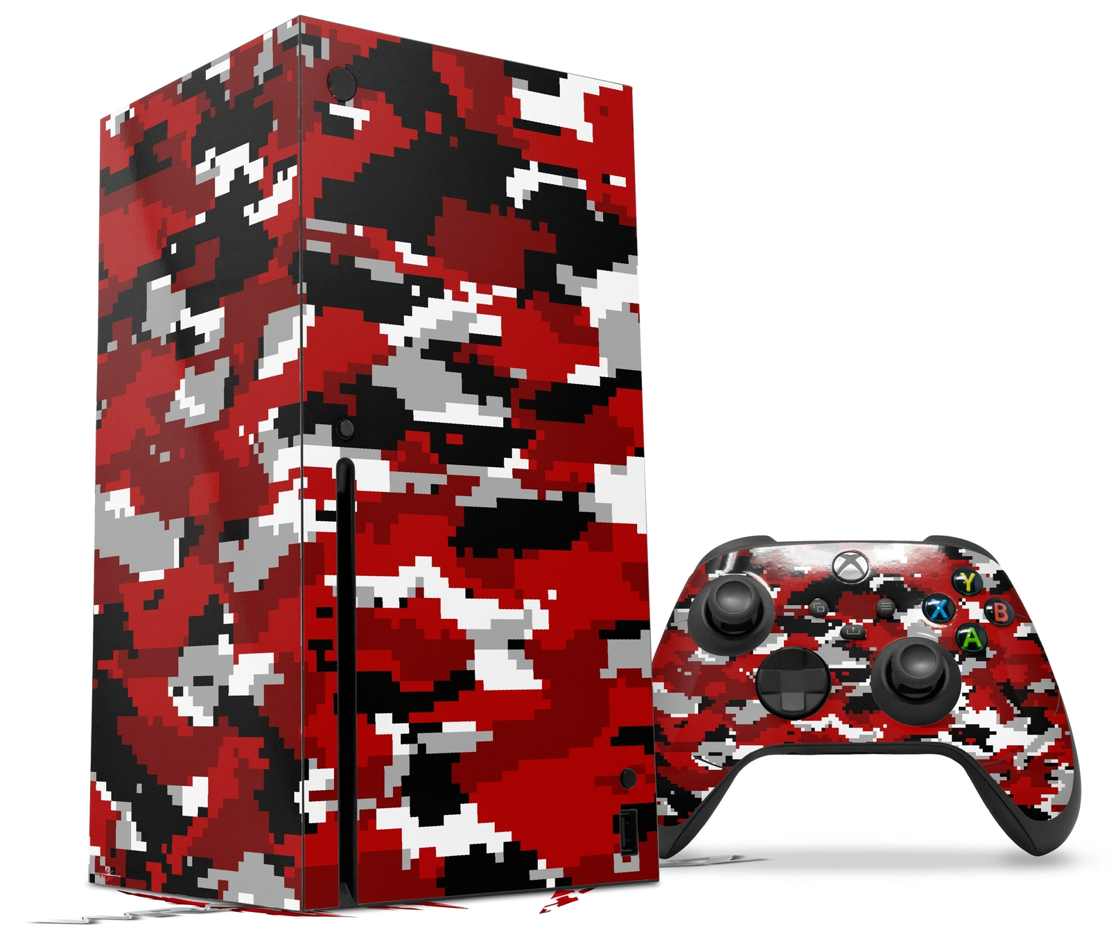 Skin Set for XBOX Series X WraptorCamo Digital Camo Red