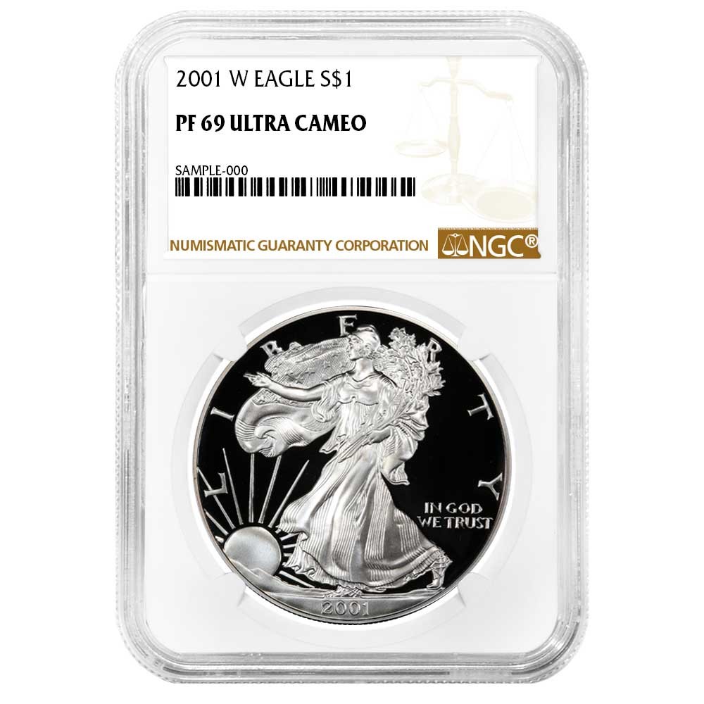 2001-W Proof $1 American Silver Eagle NGC PF69UC Brown Label