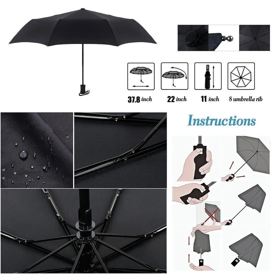 Automatic Umbrella Anti-UV Sun/Rain Windproof 3 Folding Compact Umbrella