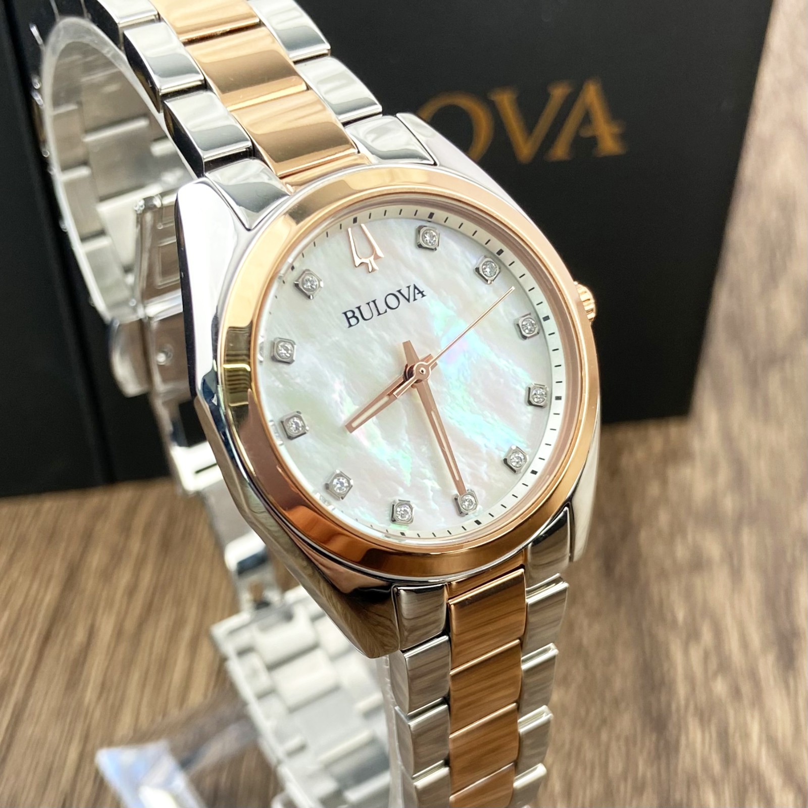 Bulova Surveyor 98P207 Mother of Pearl White Dial Rose Gold Women's Watch