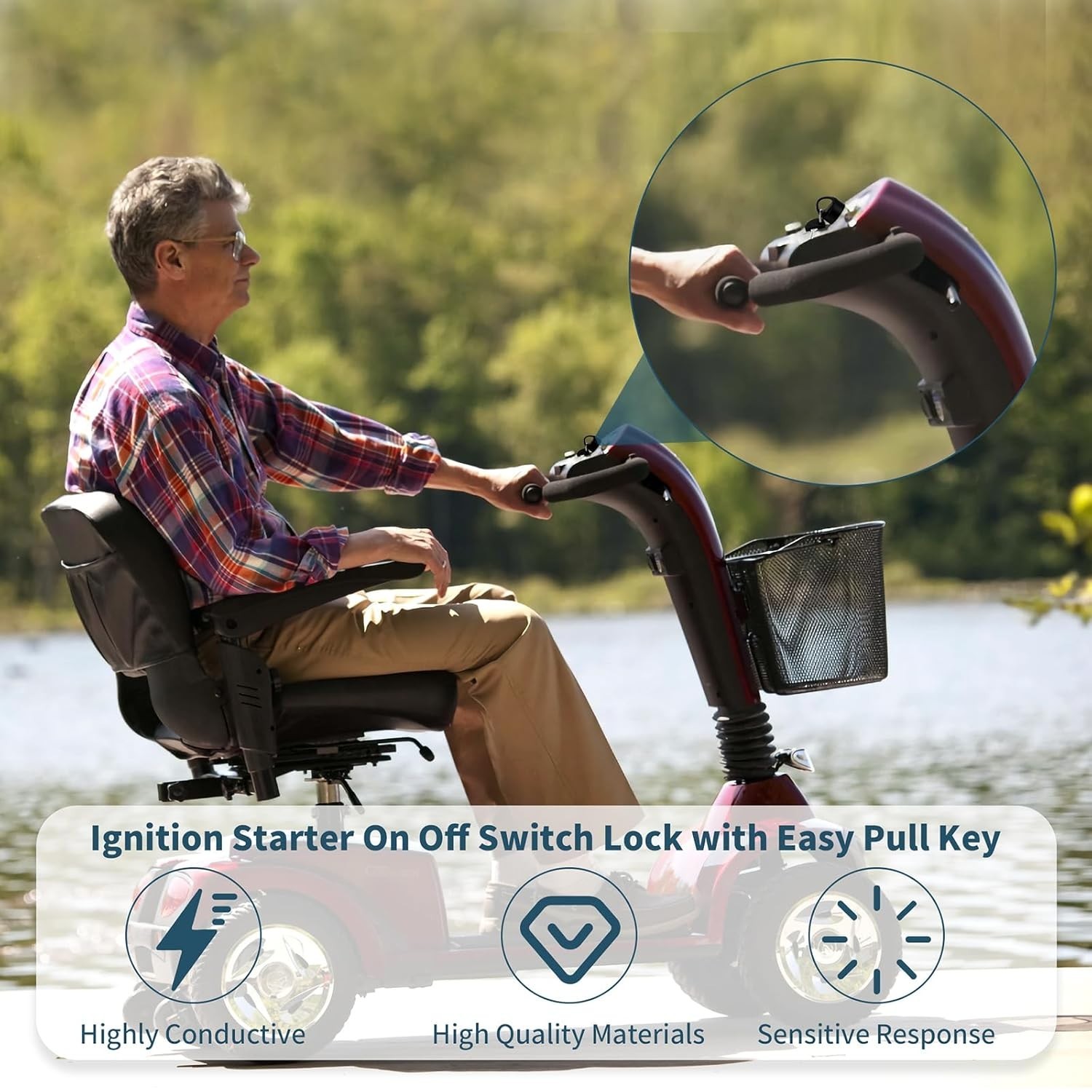 Chrome Ignition Switch with 2 Keys for Mobility Scooters – Durable and Reliable