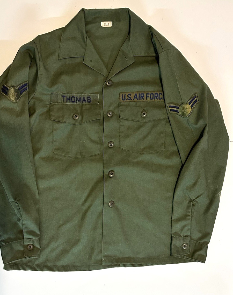 Vintage Us Air Force OG-507 Button Up Green Long Sleeve Shirt Men's (Large)