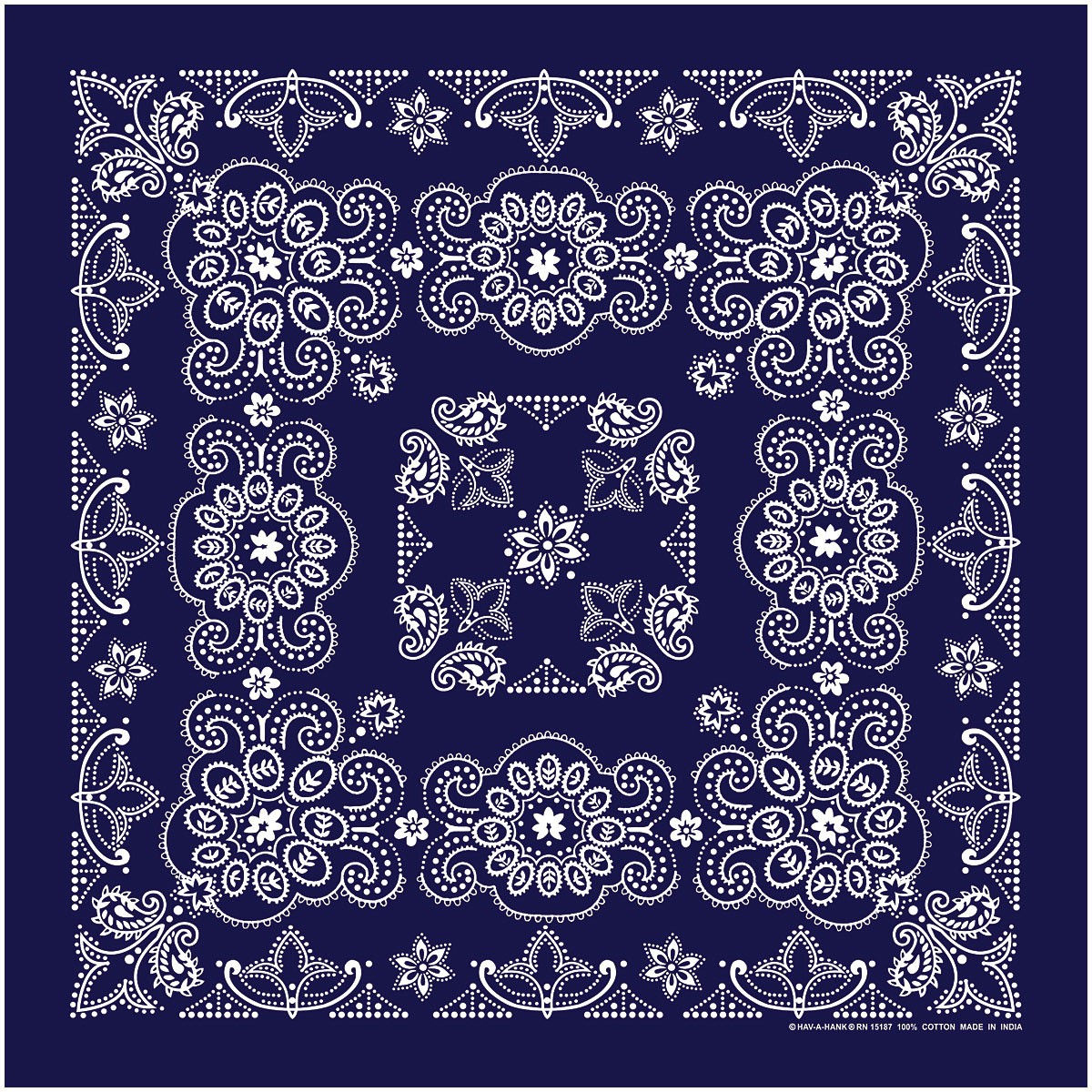 Carolina Manuf Texas Paisley Bandana - Navy 27" X 27" - Classic Western Style!