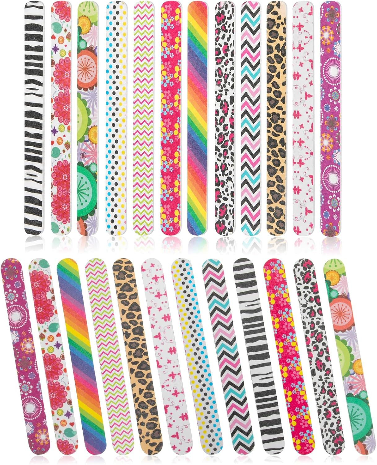 24PCS Nail File, Colorful Emery Board 180 Grit Professional Nail File | Natural