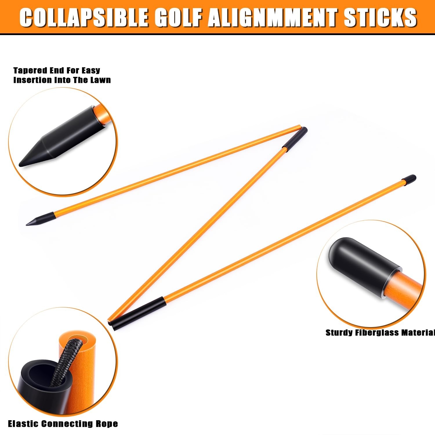 Professional 2 or 3 or 4 Pack Collapsible Golf Alignment Sticks, Premium 40" ...