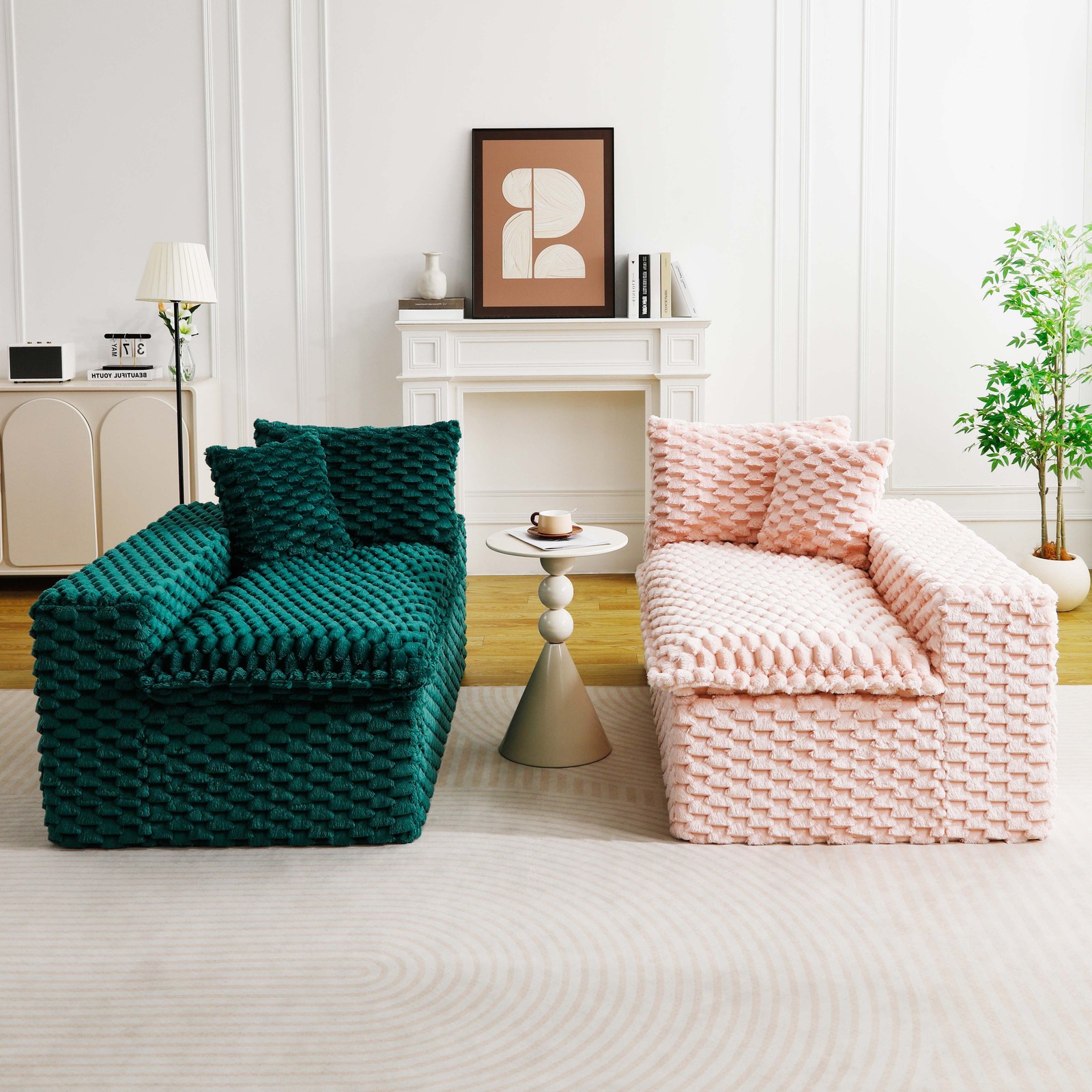 Luxury Color-Block Turtle Velvet Multifunctional Sofa - Arrangeable in Single