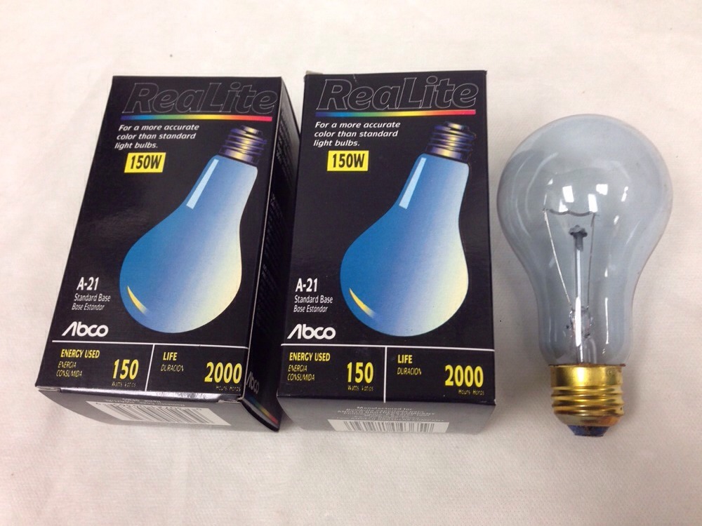150W A21 Clear Realite Neodymium Full Spectrum Reptile Light Bulb 150A21/RL 2-pc