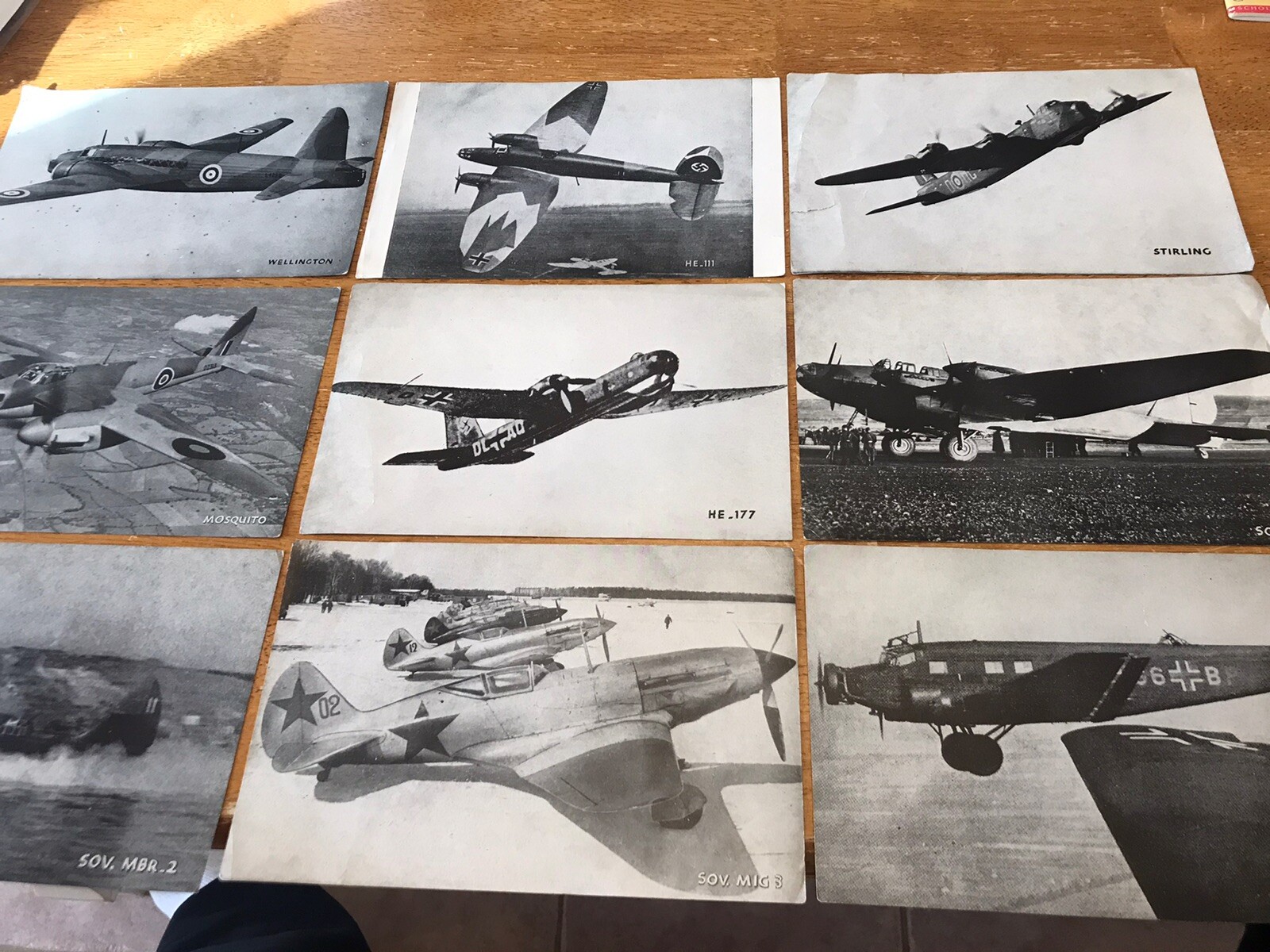 Lot of 9 Vintage World War II Era Airplane Plane Spotter Photos Paper Cards