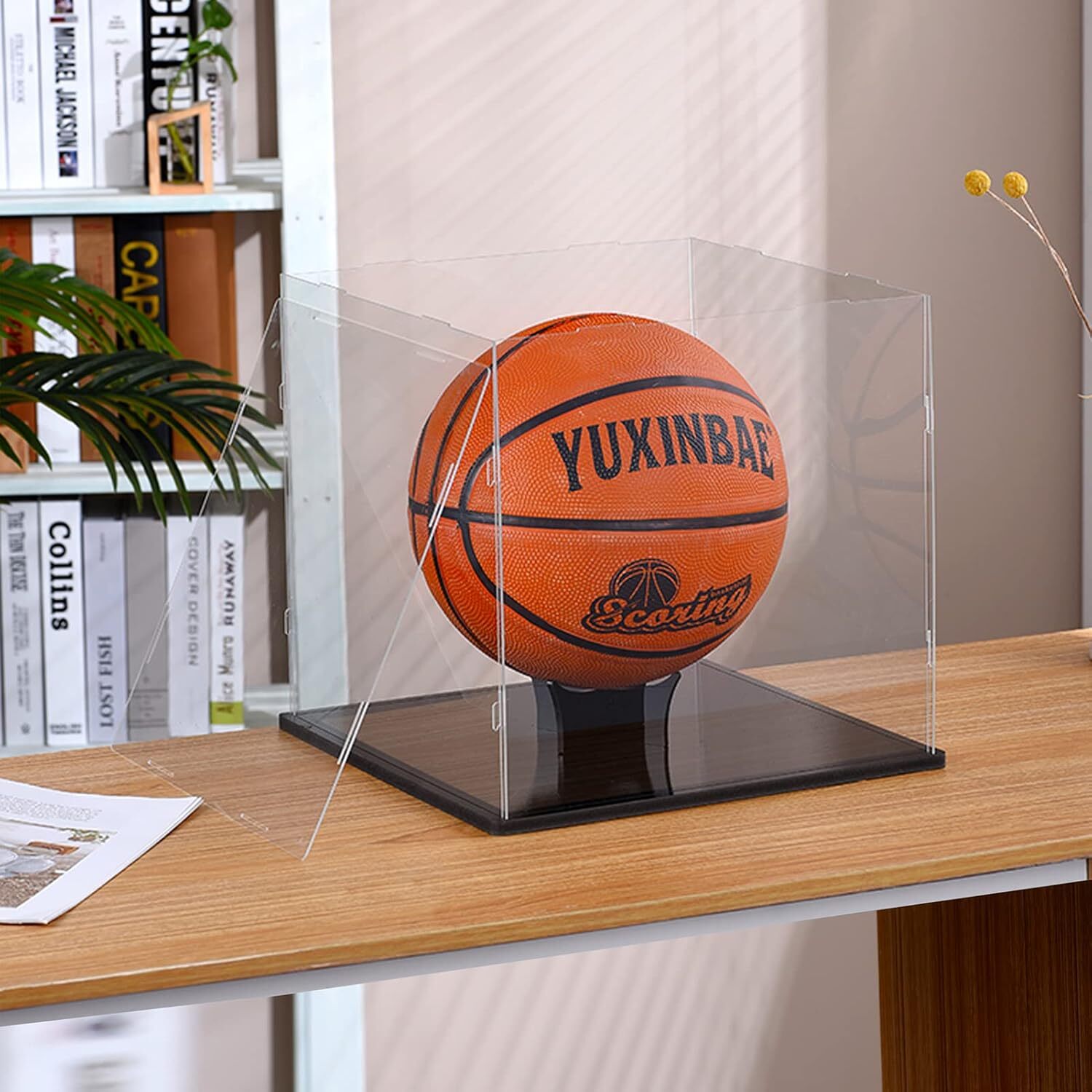 Clear Acrylic Display Case UV Protected Basketball Holder,