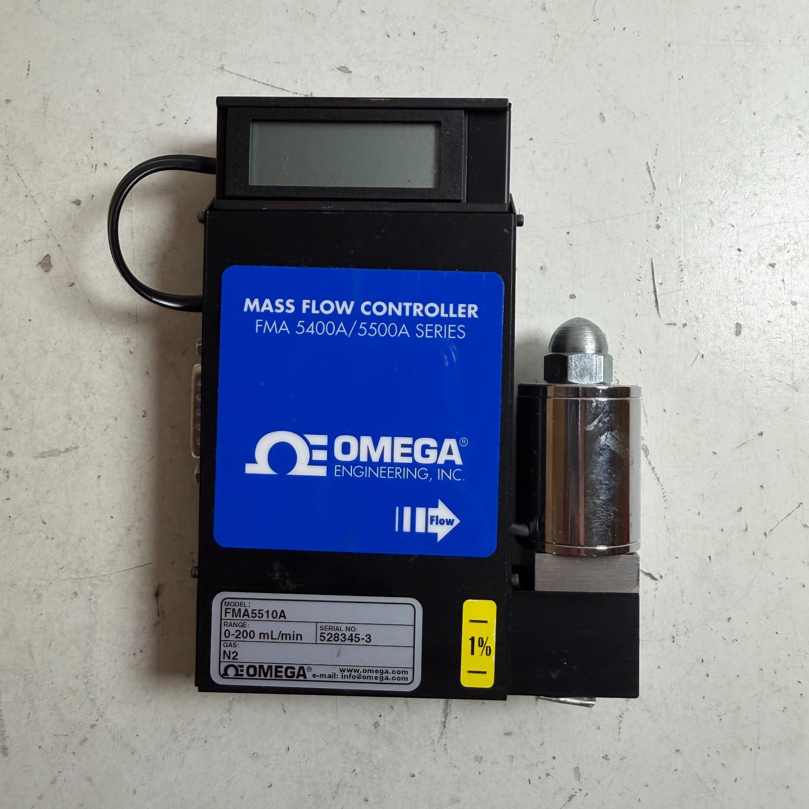 Omega FMA5510A Black Nitrogen (N2), 0-200 mL/min Range Mass Flow Controller