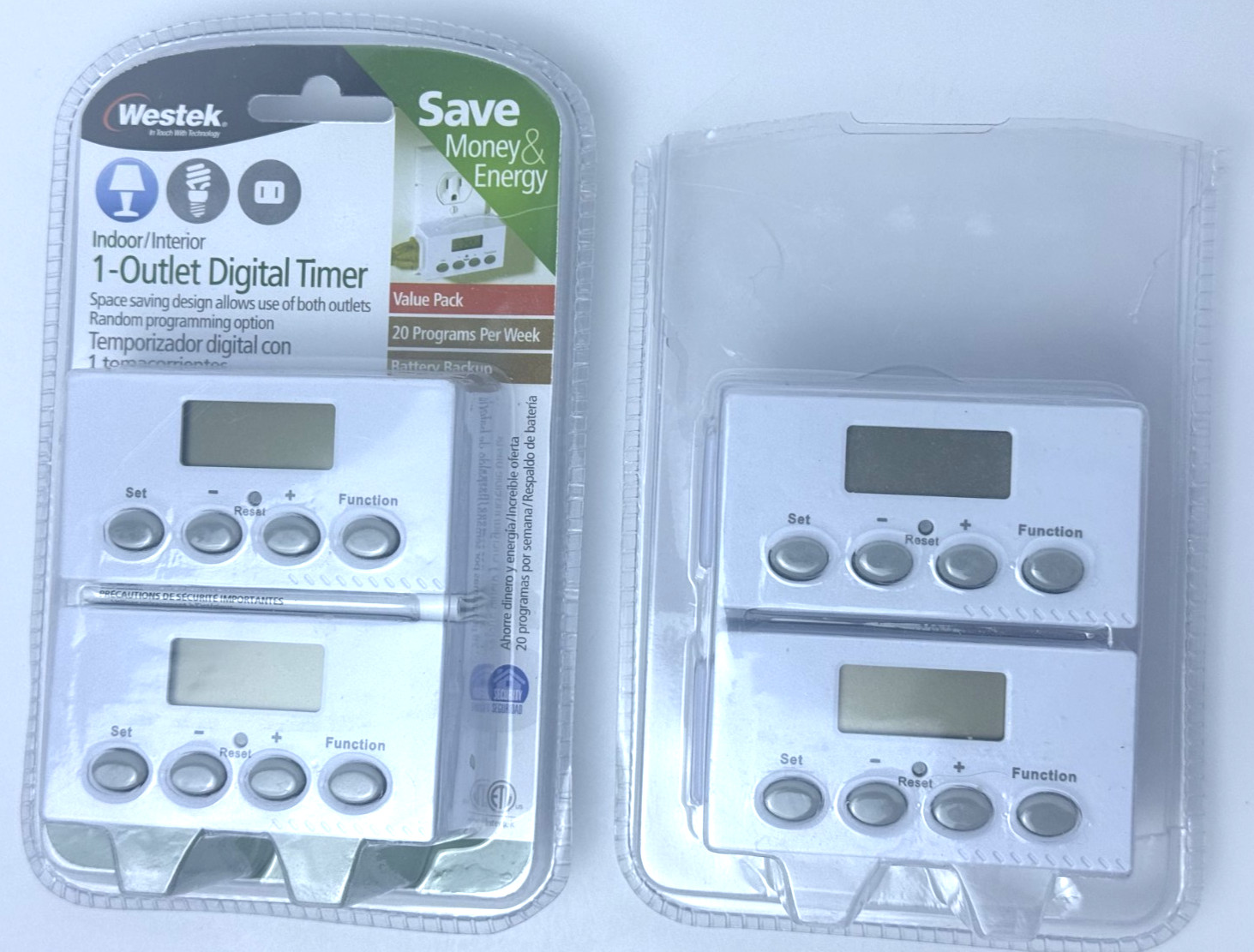 4 Westek Digital Outlets Timer Indoor Use TE22DHB  NIP (2) Open (2)