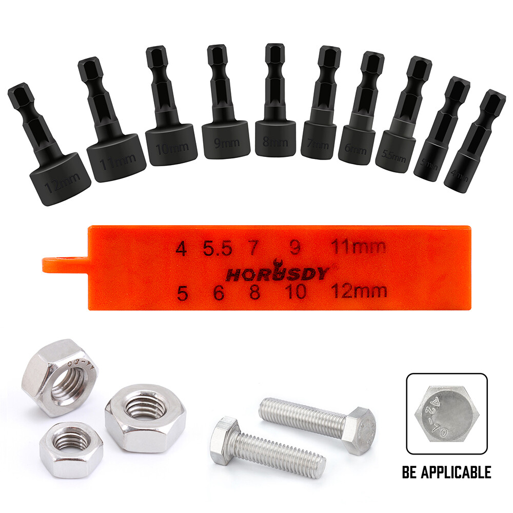 22PCS Power Nut Driver Bit Set Quick Change MM & SAE Impact 1/4" Hex Shank