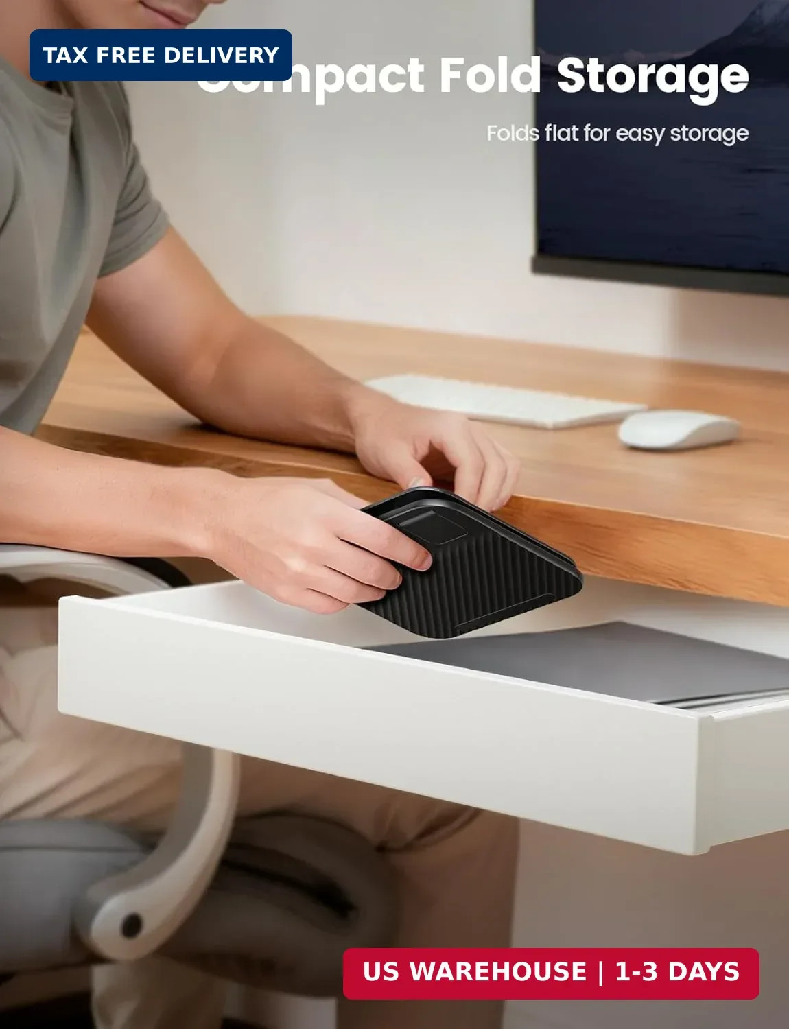 Lamicall Adjustable iPad Stand for Desk - [Ultra-Slim Foldable][360°Rotation Bas