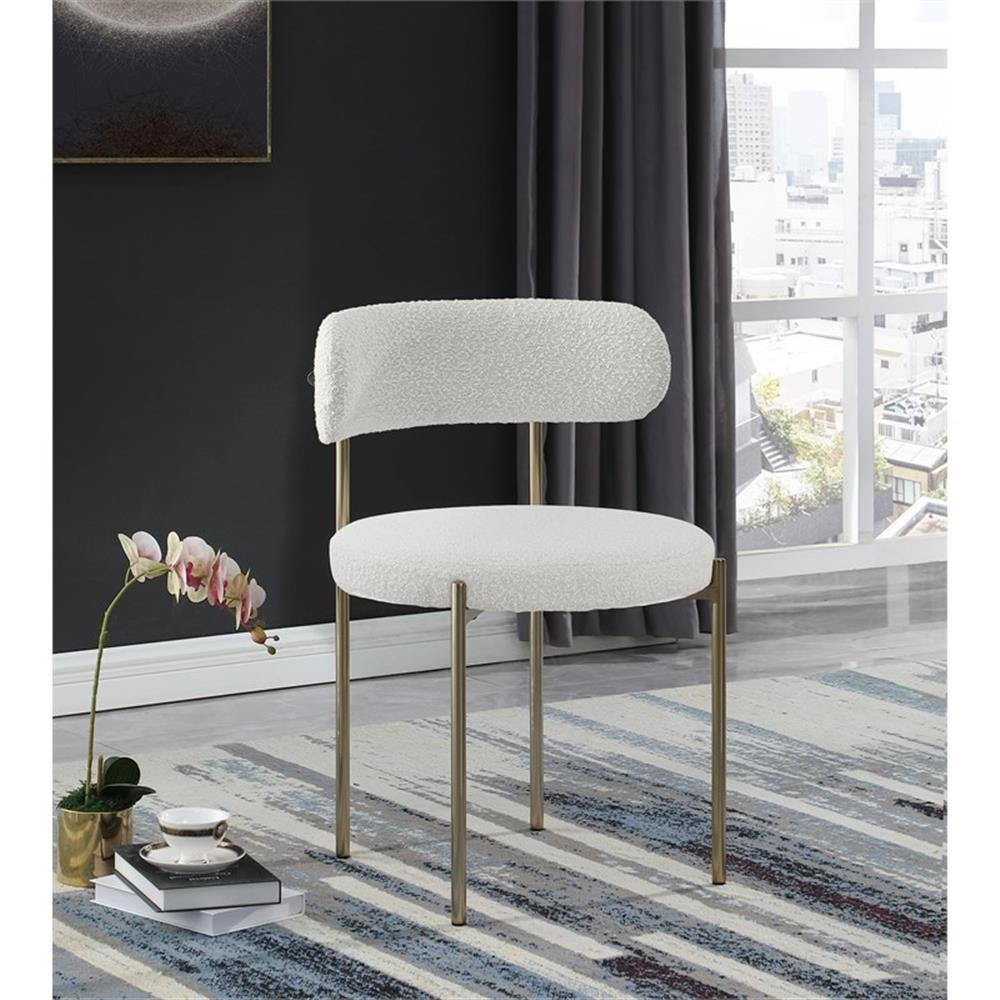 Meridian Furniture Beacon Cream Boucle Fabric Dining Chair