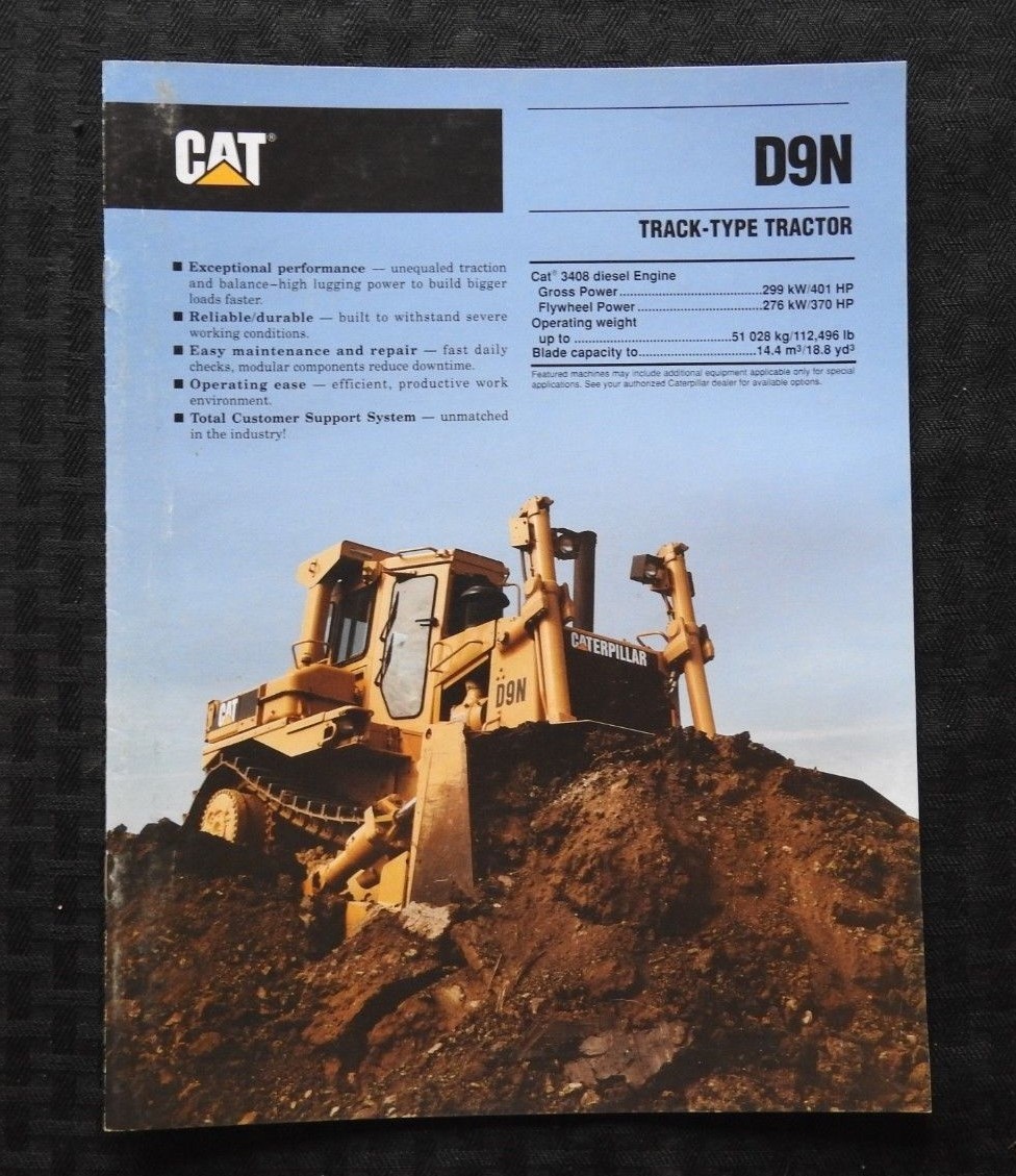 1990 CATERPILLAR D9N "TRACK-TYPE TRACTOR" CATALOG SALES BROCHURE VERY NICE SHAPE