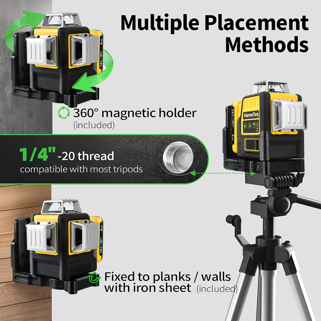 Laser Level for Dewalt 12V Green Line 3 x 360 Vertical 12 Lines +Battery+Charger