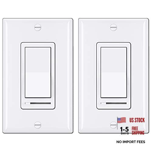 Pack Dimmer Light Switch, Universal Lighting Control, Single Standard 2 White