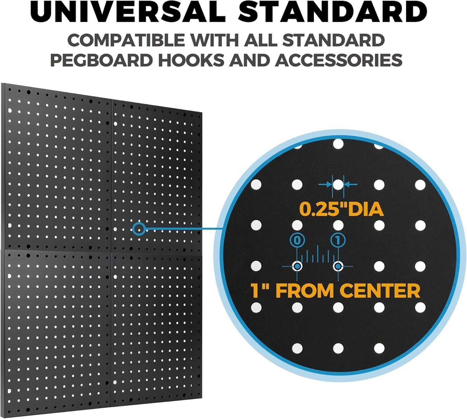 Heavy Duty 4-Panel Pegboard Wall Organizer With 32 Peg Hooks Panels Garage Tool