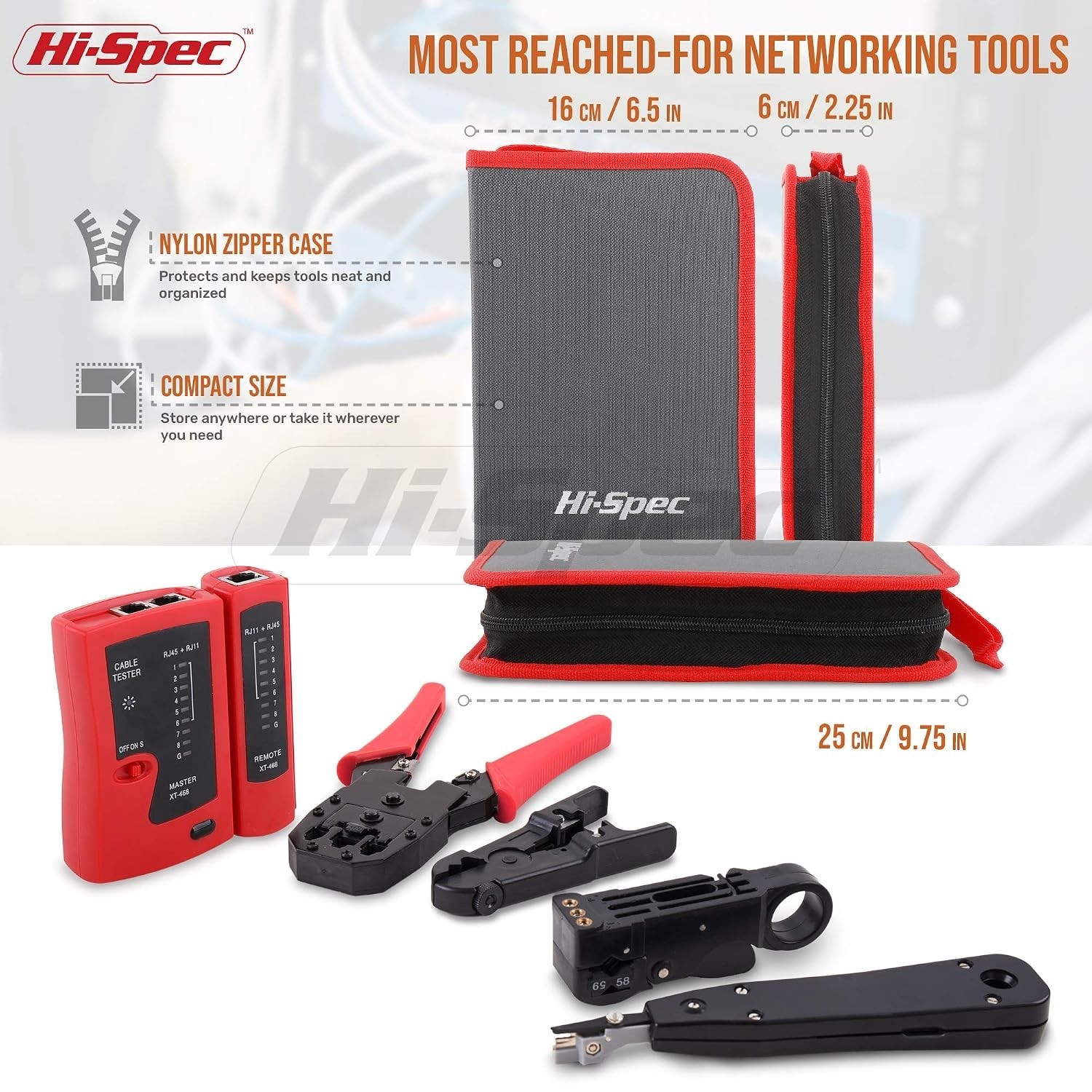 Beginner-Friendly Network Testing & Crimping Tools – 9-Piece Kit in Zipper Case