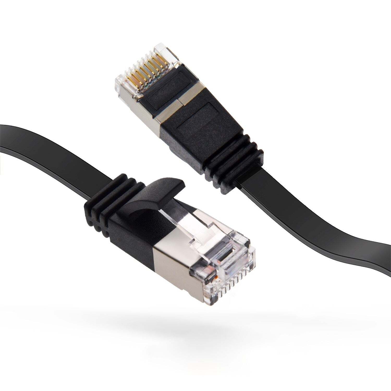 1.5Ft CAT6 U/FTP Flat Ethernet Network Cable Black 30AWG