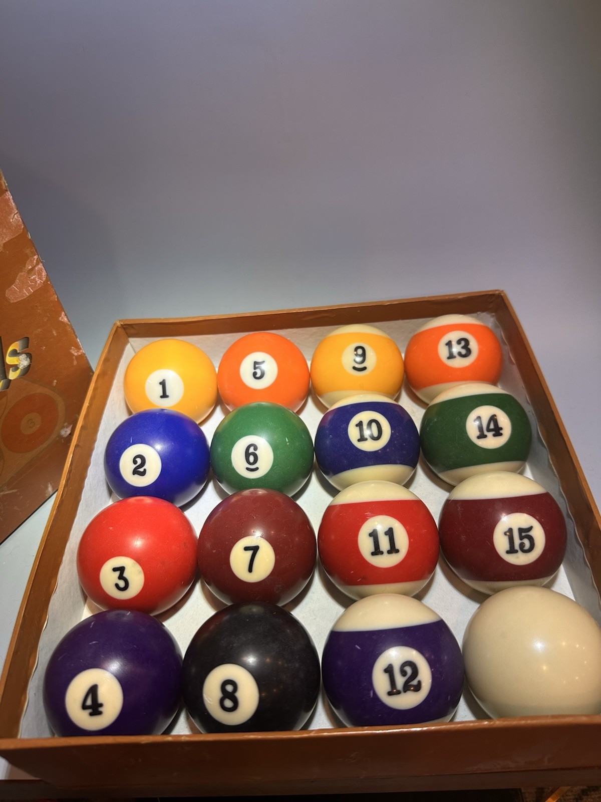 Vintage Billiard Pool Balls - Standard 2-1/4" - Complete Set With Cue Ball