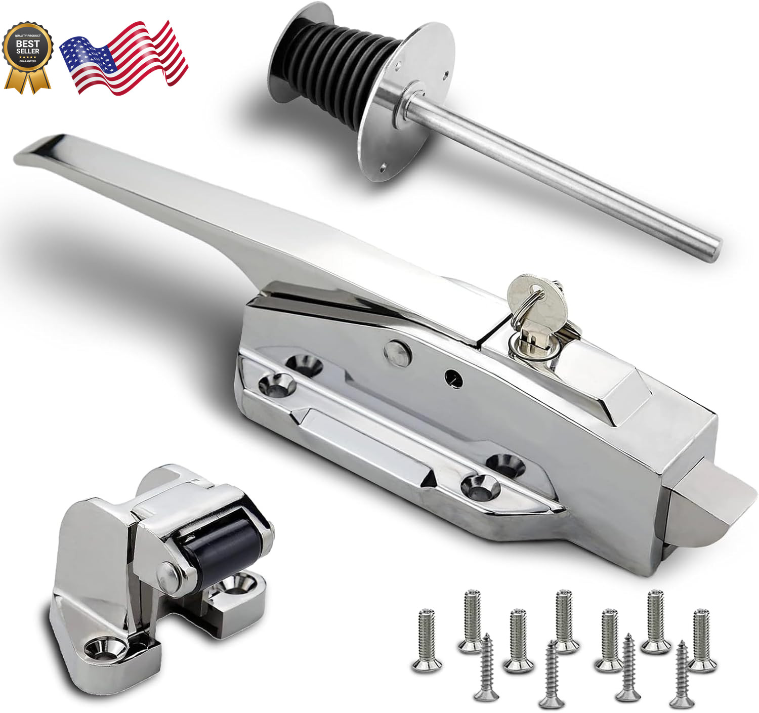 Walk in Cooler Door Handle & Latch Kit, Solid Metal, 5.9" Release Handle