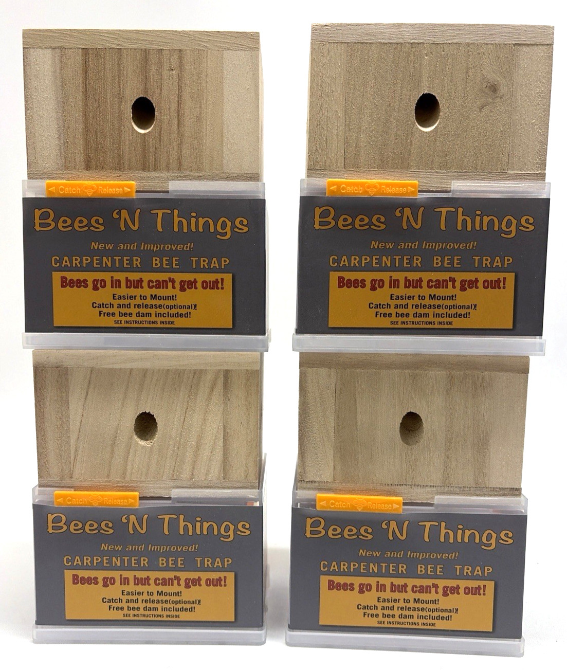 Lot 4 Bees N Things Carpenter Bee Traps New Catch Release Wood Pest Control