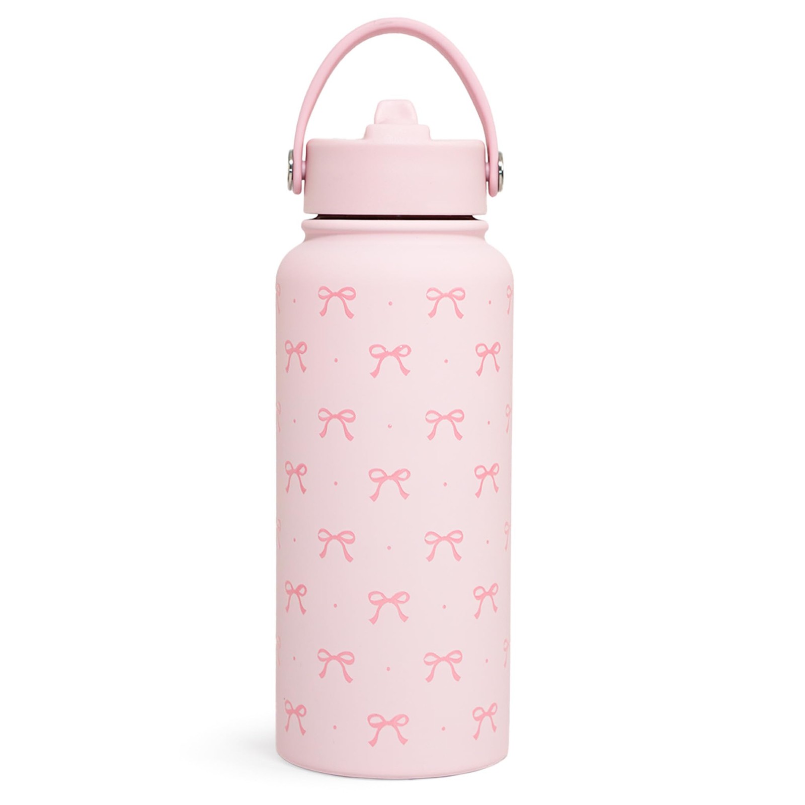 Pink Bow Water Bottle Stainless Steel Insulated Vacuum 32oz with Lid, Gifts f...