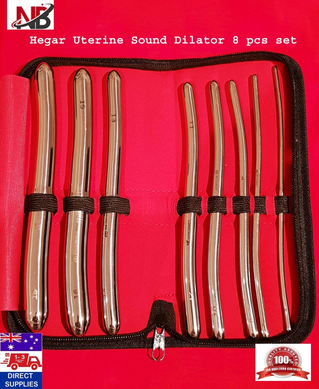 Hegar Uterine Sound Dilator  8 pcs set Urethral Surgical Gynecology  Diagnostic