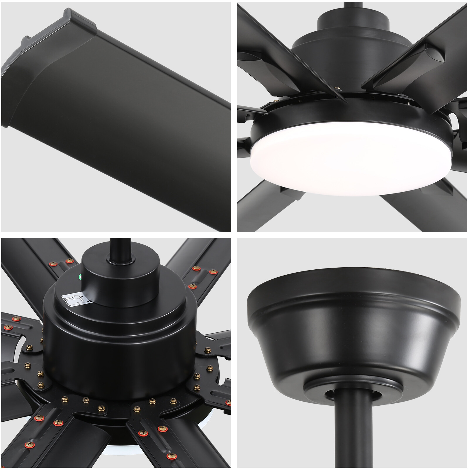 Large 72in Smart Ceiling Fan DC Motor 8 Blade LED Light Remote Control Timer APP